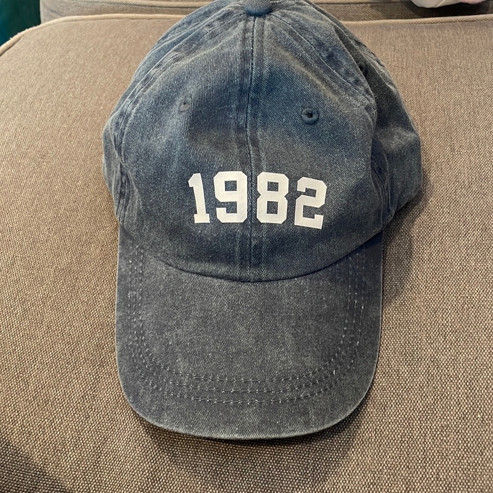 1982 baseball cap. Washed light weight faded black denim.